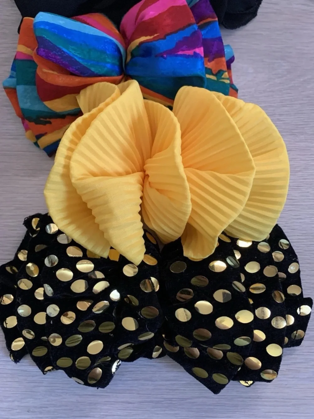 4 Vintage Hair Bow Clip Barrettes 80s 90s Big Oversized Ruffled Pony Tail